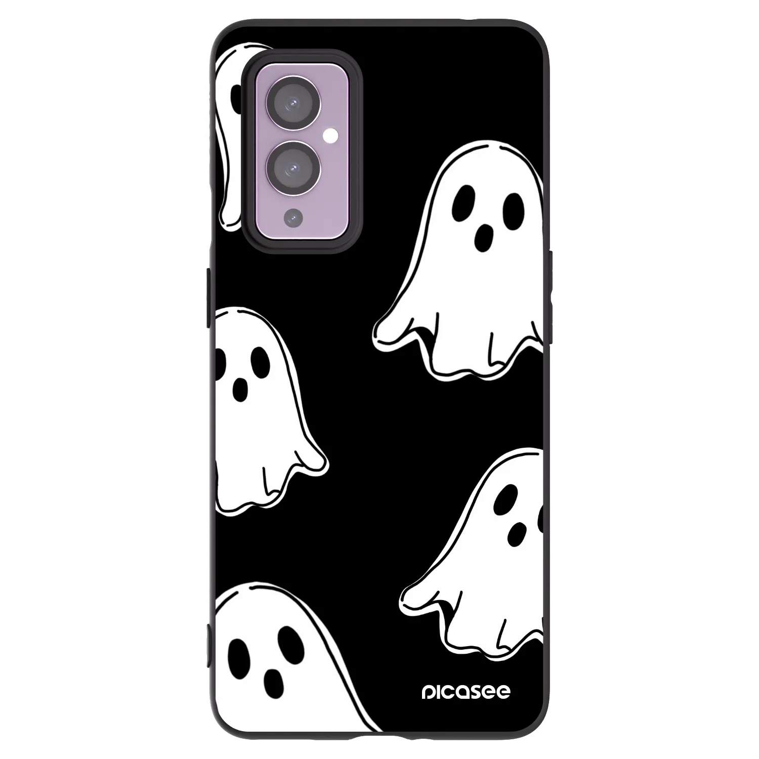 Picasee OnePlus 9 Hülle - Schwarzes Silikon - Black ghosts
