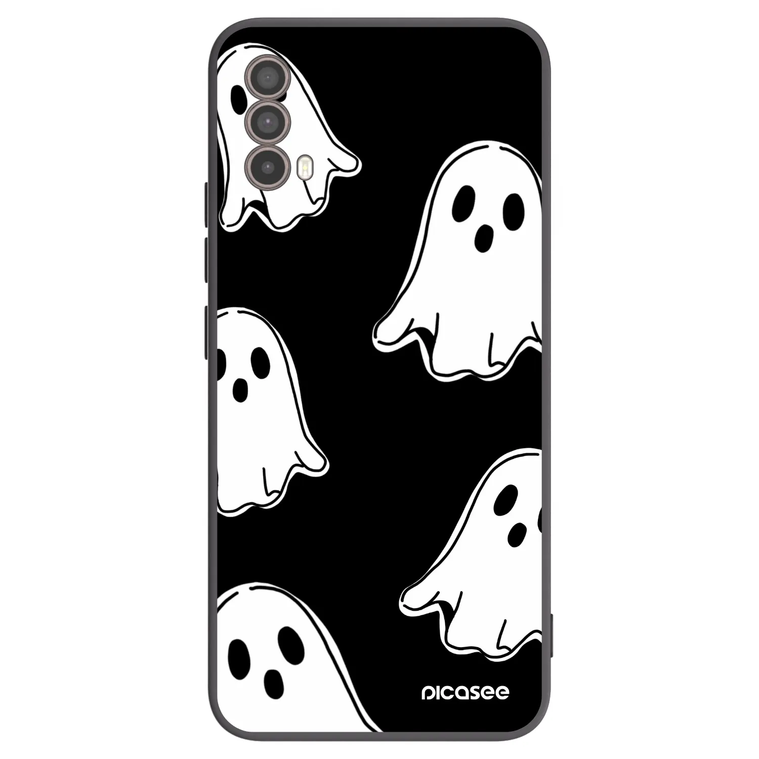 Picasee Motorola Moto E40 Hülle - Schwarzes Silikon - Black ghosts