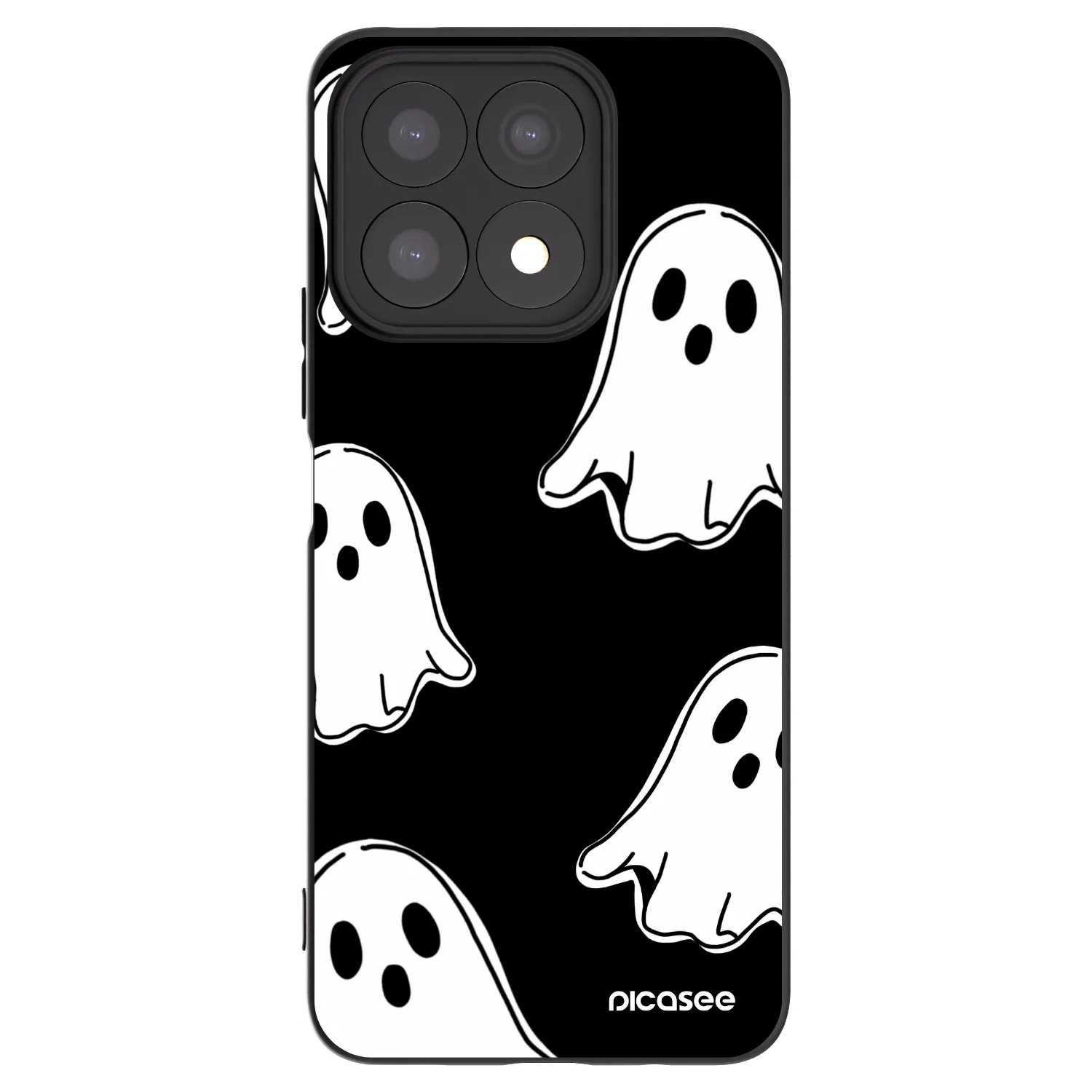 Picasee Honor X8a Hülle - Schwarzes Silikon - Black ghosts