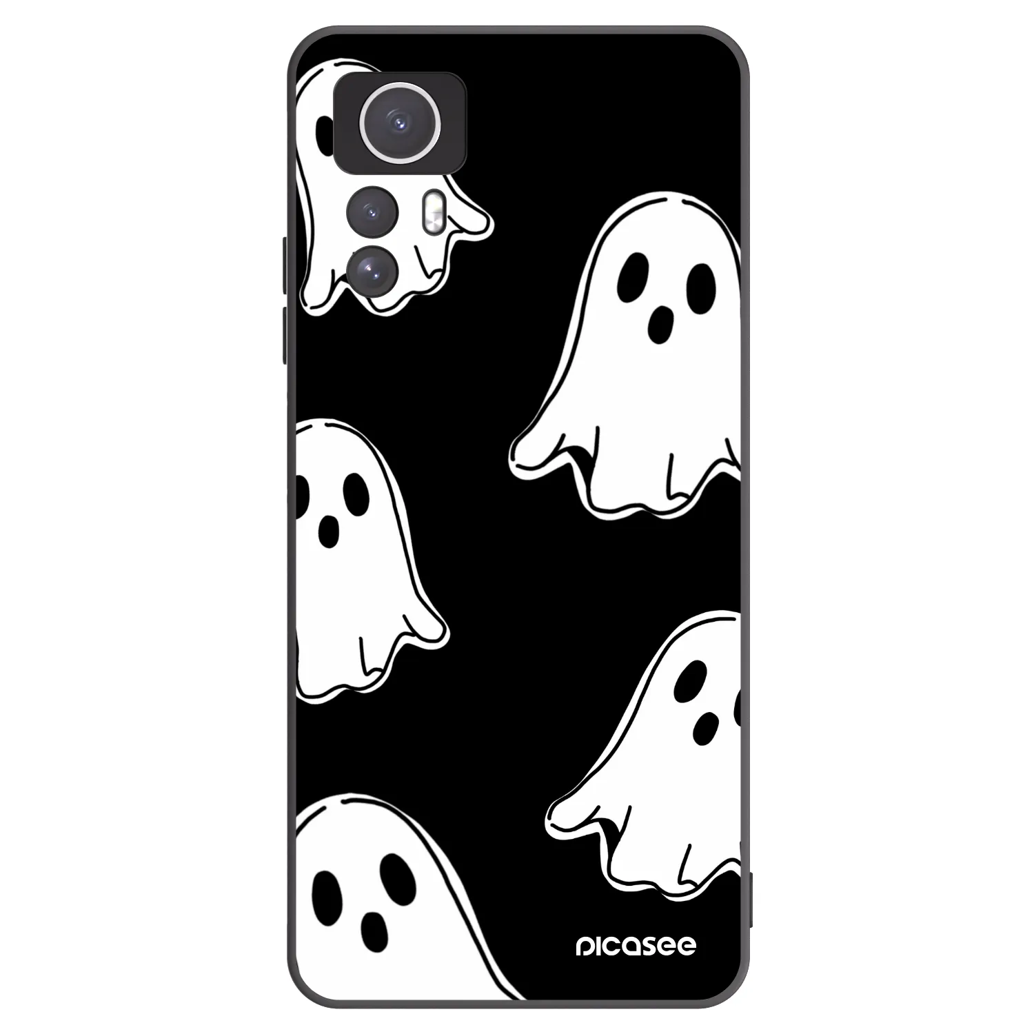 Picasee Xiaomi Redmi Note 12S Hülle - Schwarzes Silikon - Black ghosts
