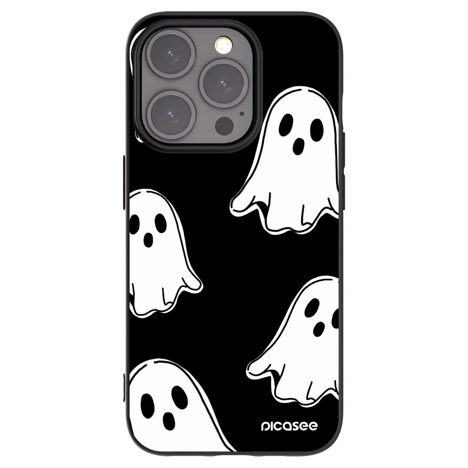 Picasee Apple iPhone 15 Pro Hülle - Schwarzes Silikon - Black ghosts