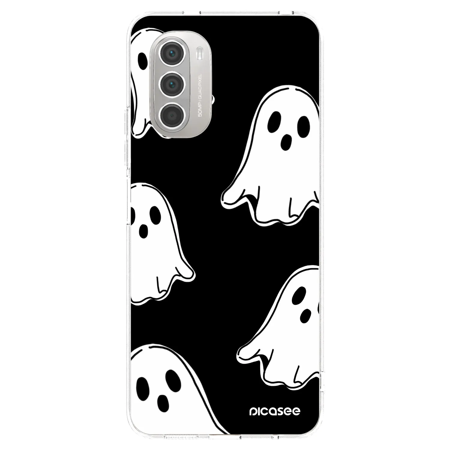 Picasee Motorola Moto G51 Hülle - Transparentes Silikon - Black ghosts