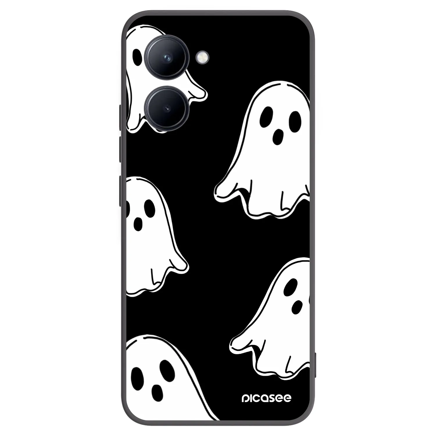 Picasee Realme C33 (2023) Hülle - Schwarzes Silikon - Black ghosts
