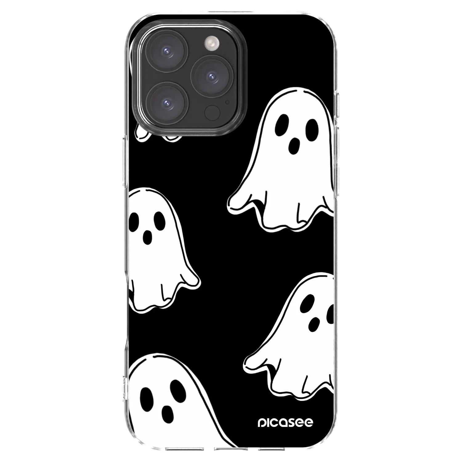Picasee Apple iPhone 16 Pro Max Hülle - Transparentes Silikon - Black ghosts