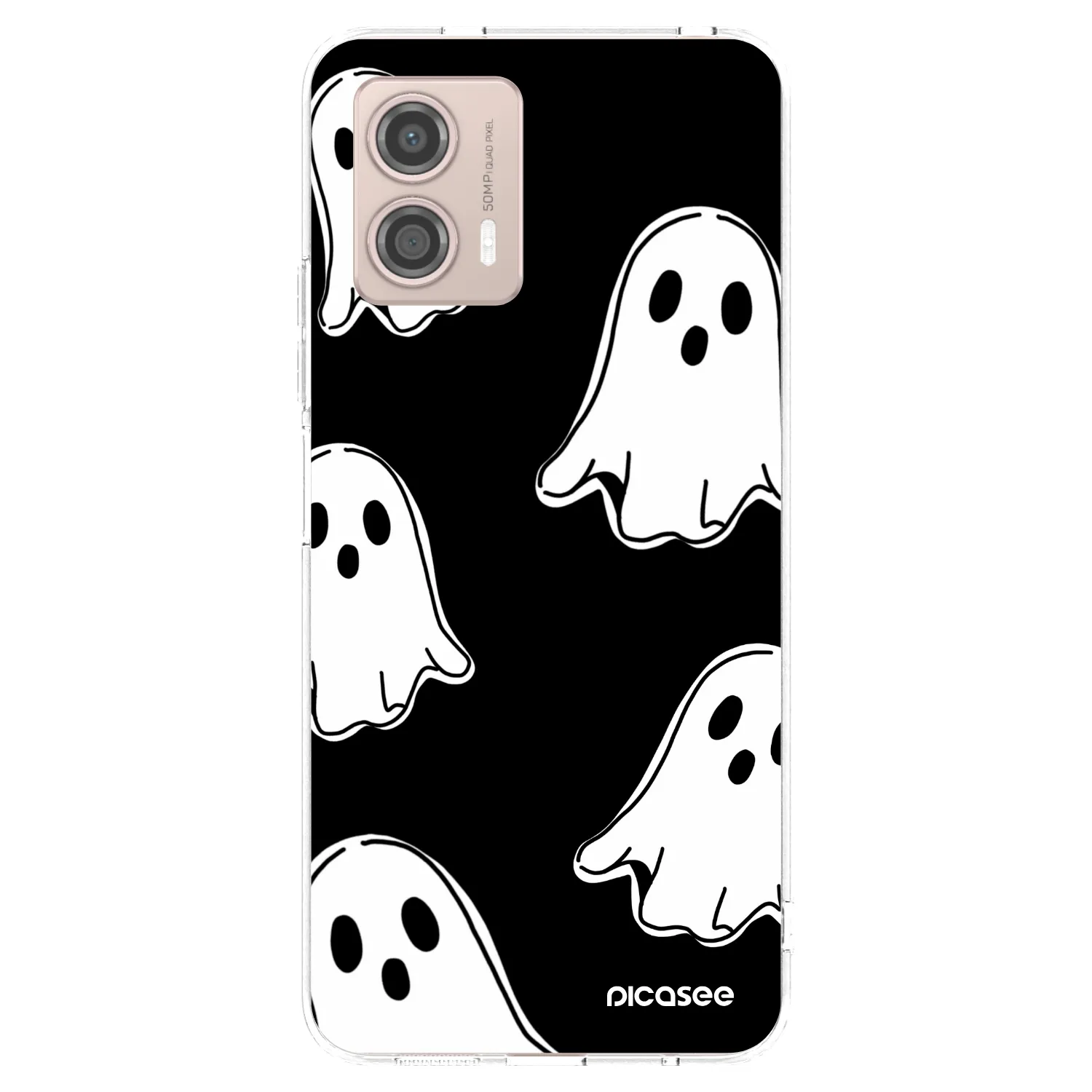 Picasee Motorola Moto G53 5G Hülle - Transparentes Silikon - Black ghosts