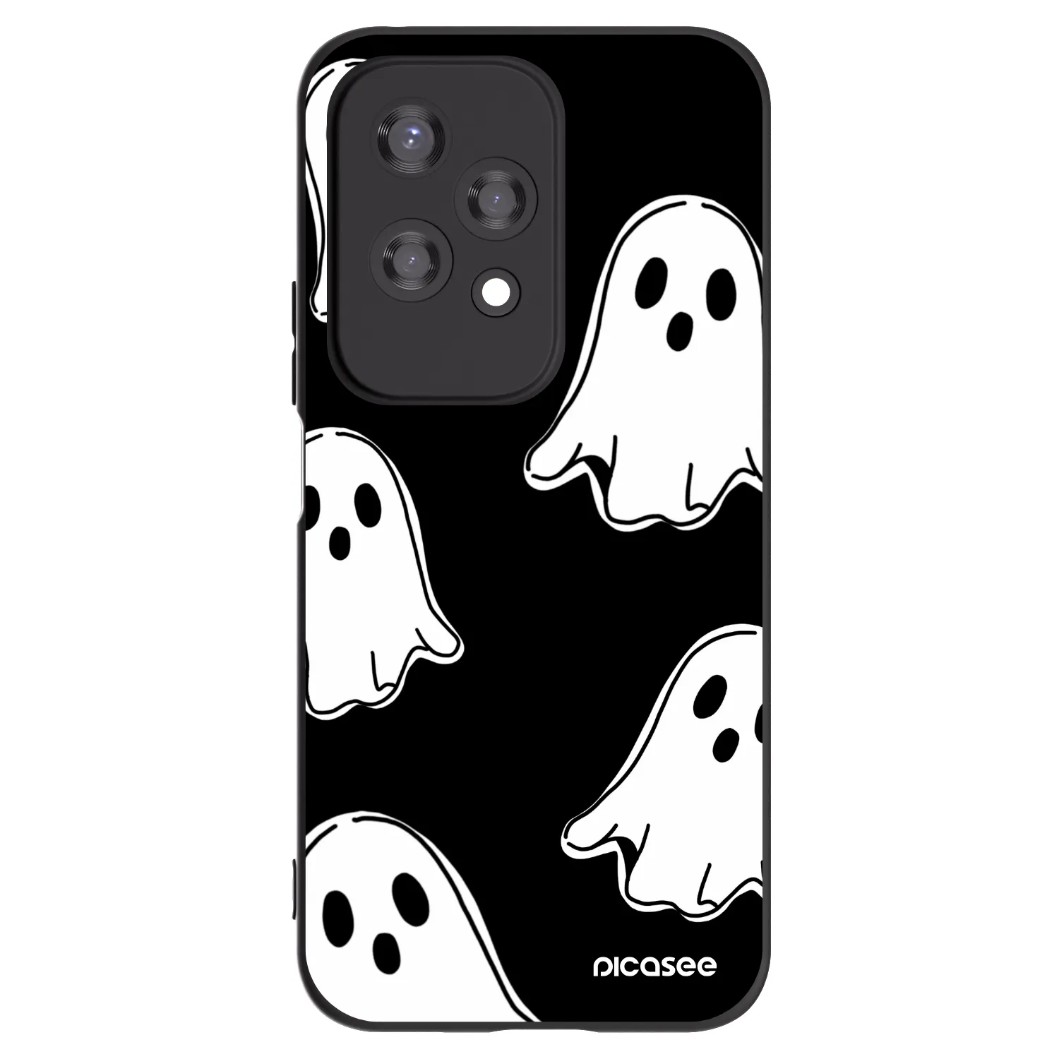 Picasee Honor 200 Lite Hülle - Schwarzes Silikon - Black ghosts