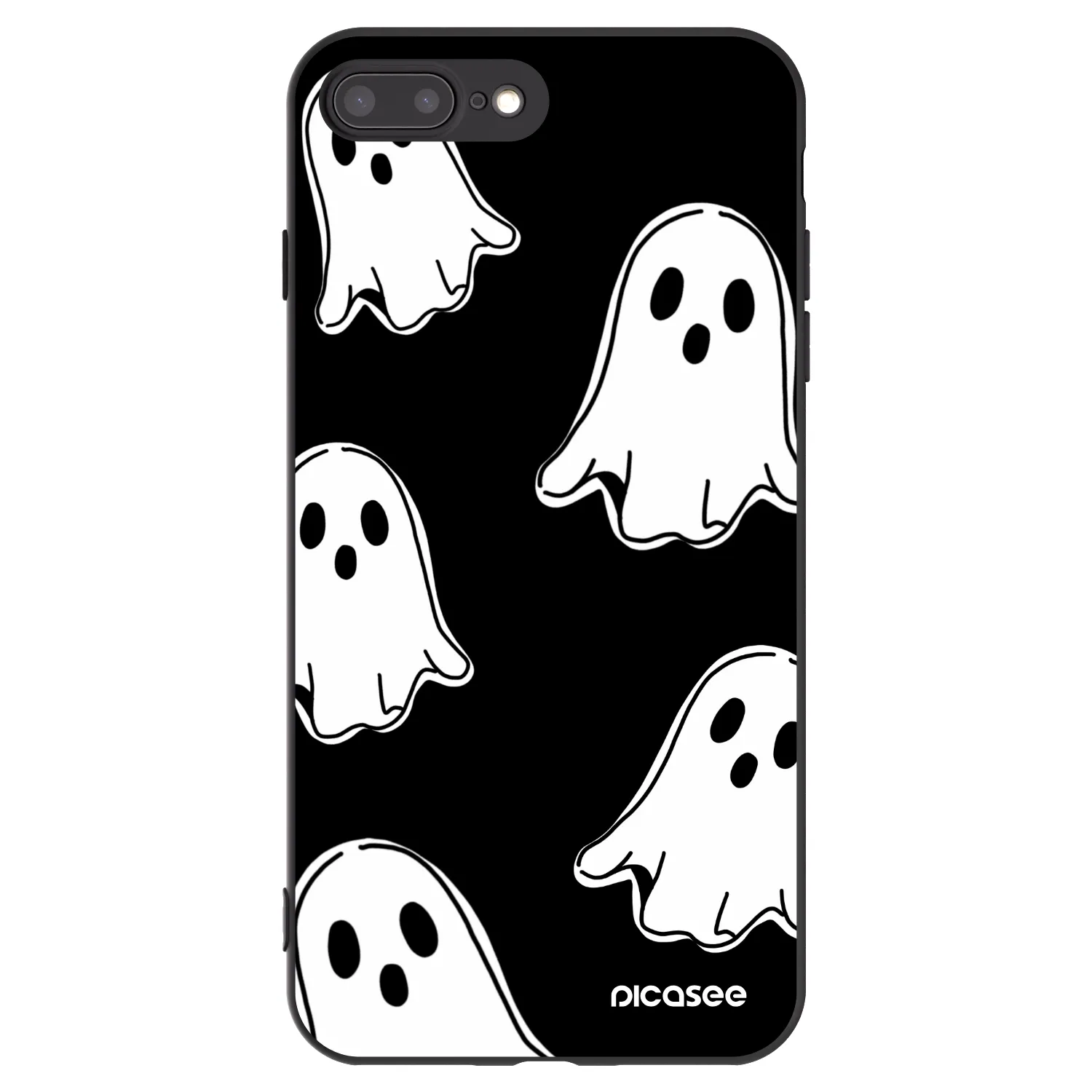 Picasee Apple iPhone 7 Plus Hülle - Schwarzes Silikon - Black ghosts