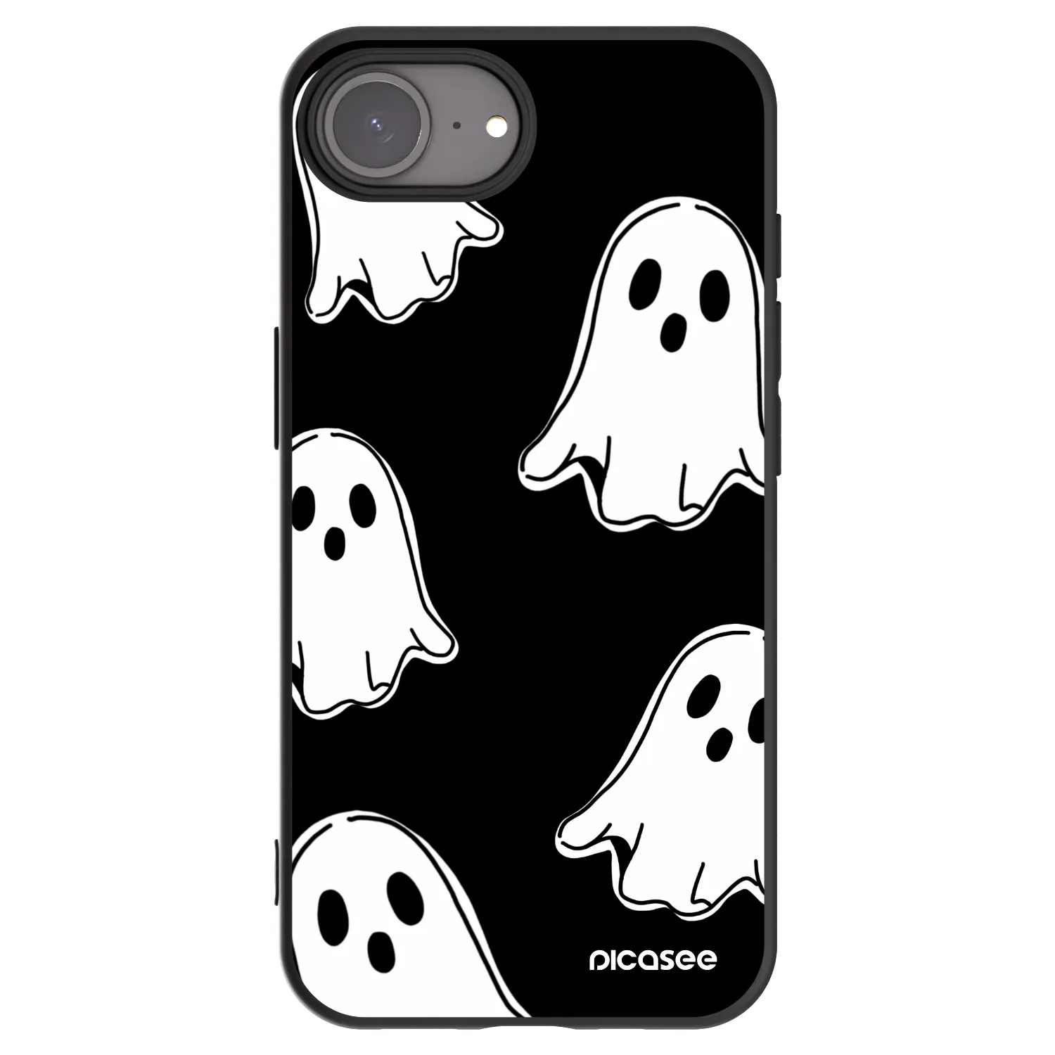 Picasee Apple iPhone 16e Hülle - Schwarzes Silikon - Black ghosts