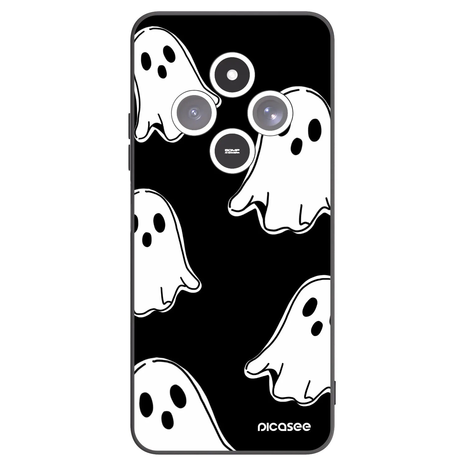 Picasee Xiaomi Redmi 14C Hülle - Schwarzes Silikon - Black ghosts