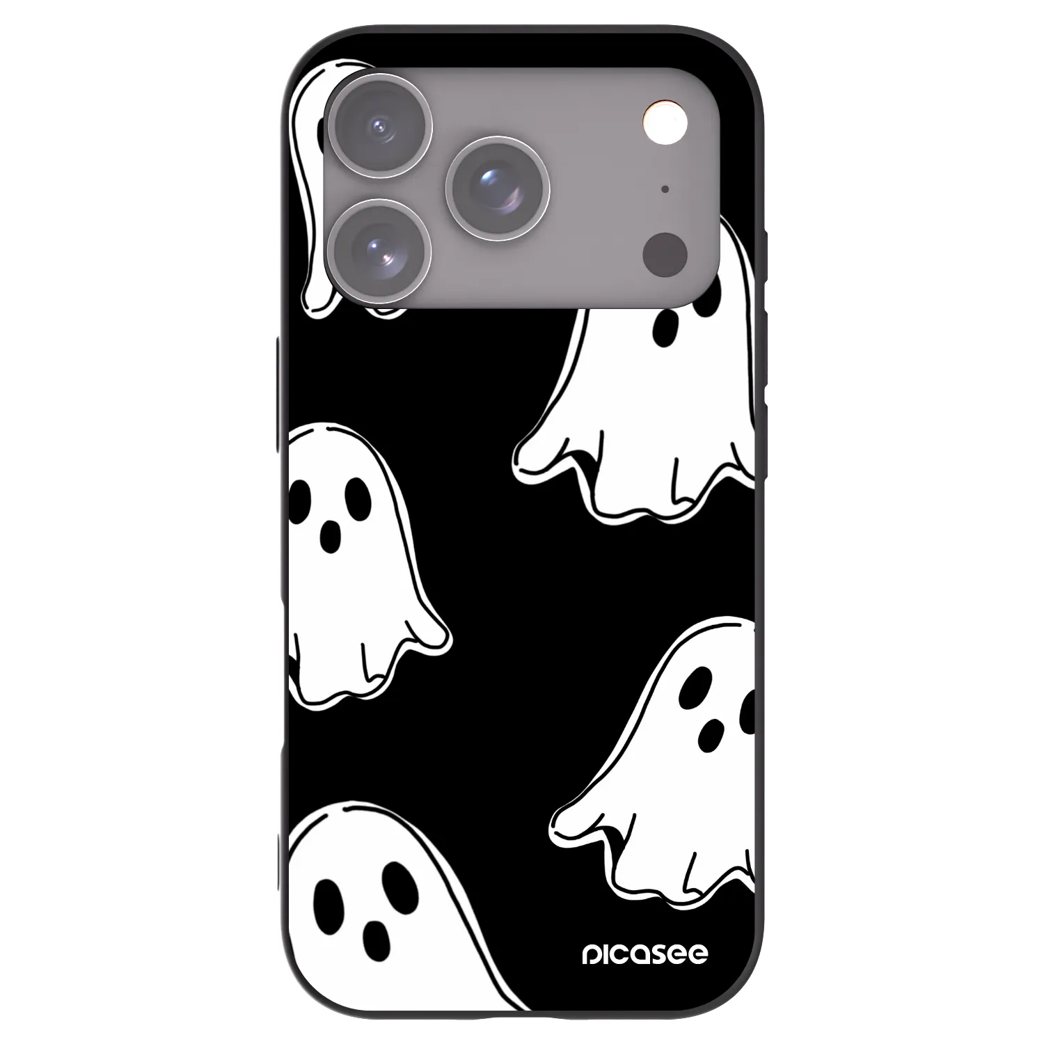 Picasee Apple iPhone 17 Pro Hülle - Schwarzes Silikon - Black ghosts