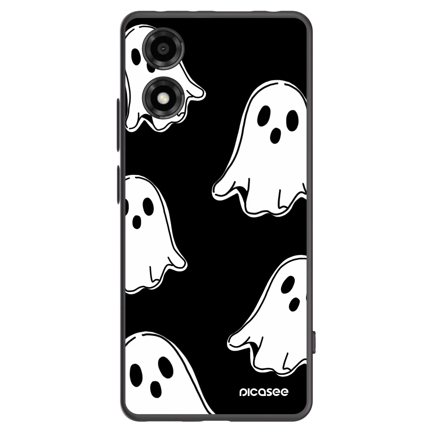 Picasee Motorola Moto E14 Hülle - Schwarzes Silikon - Black ghosts