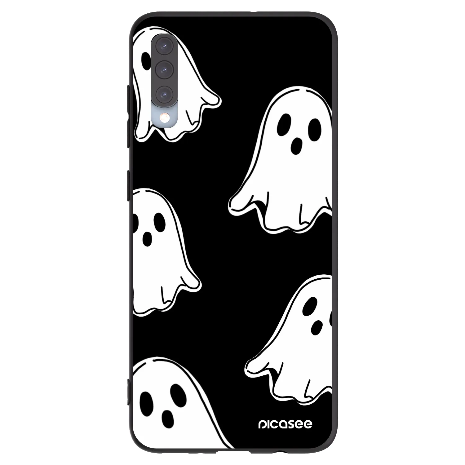 Picasee Samsung Galaxy A70 A705F Hülle - Schwarzes Silikon - Black ghosts