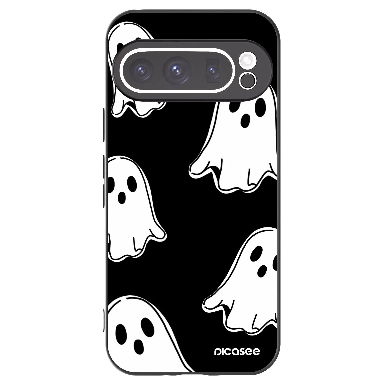 Picasee Google Pixel 9 Pro XL Hülle - Schwarzes Silikon - Black ghosts