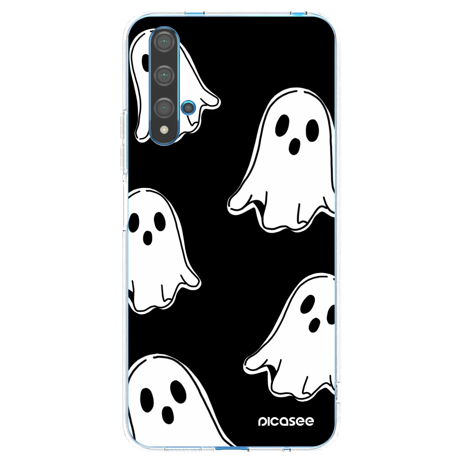 Picasee Huawei Nova 5T Hülle - Transparentes Silikon - Black ghosts