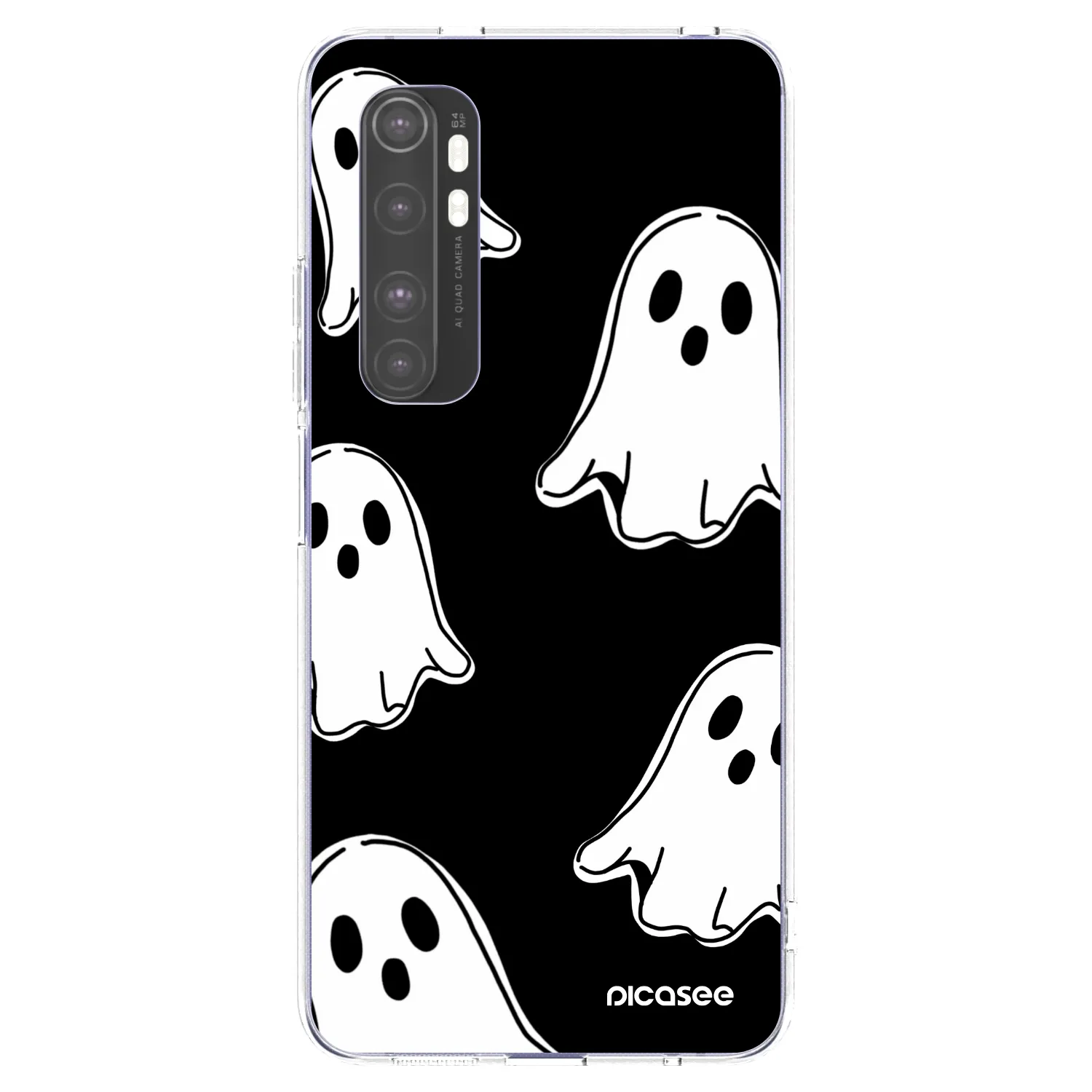 Picasee Xiaomi Mi Note 10 Lite Hülle - Transparentes Silikon - Black ghosts