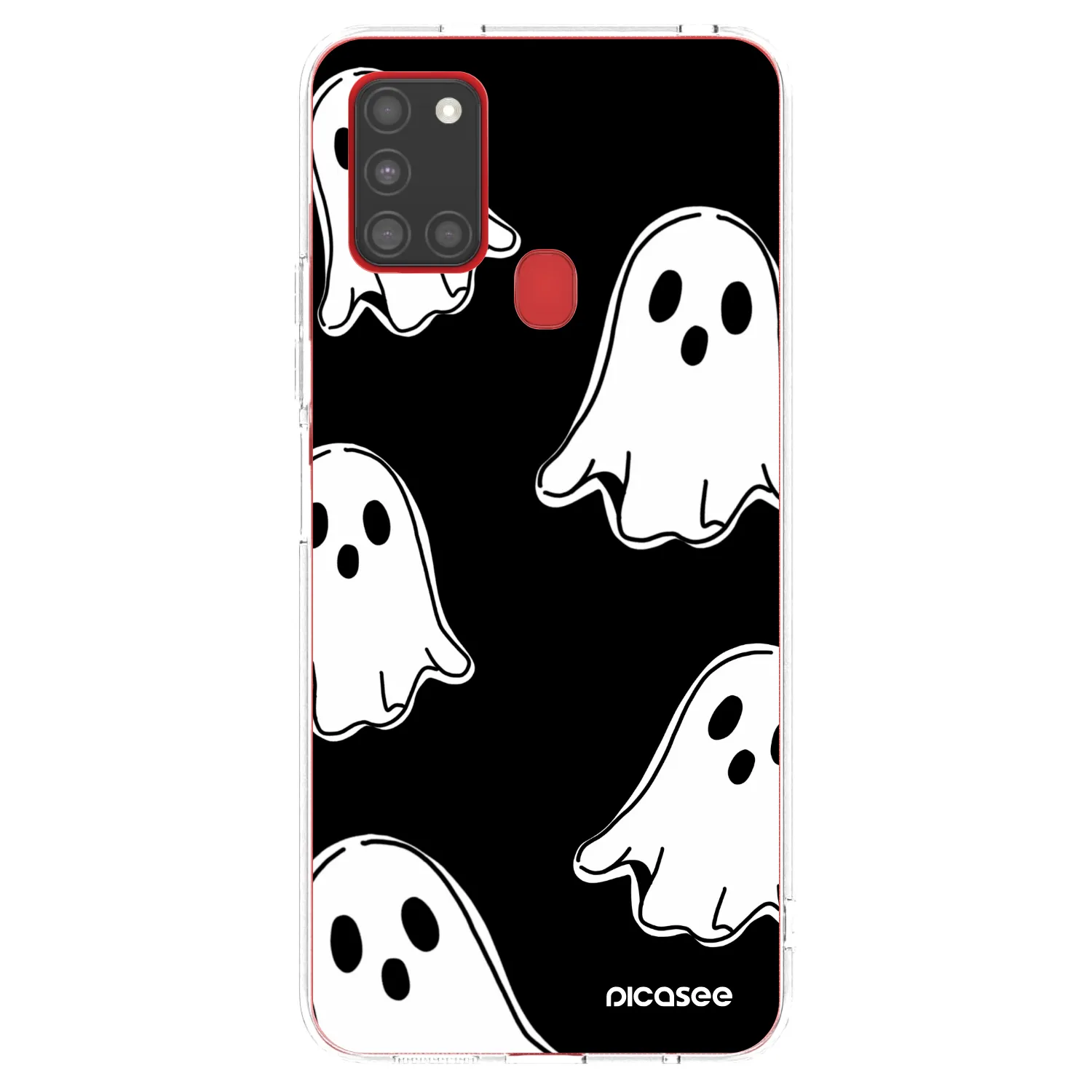 Picasee Samsung Galaxy A21s Hülle - Transparentes Silikon - Black ghosts