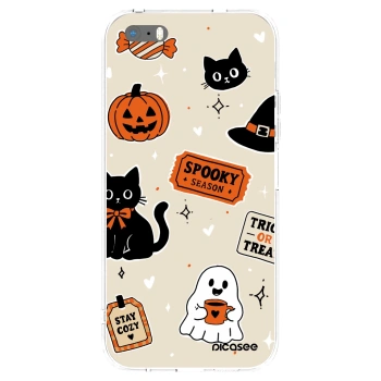 Apple iPhone 5/5S/SE Hülle - Transparentes Silikon - Halloween stickers