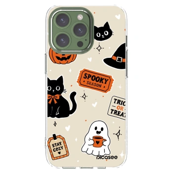 Picasee Apple iPhone 13 Pro Hülle - Transparentes Silikon - Halloween stickers