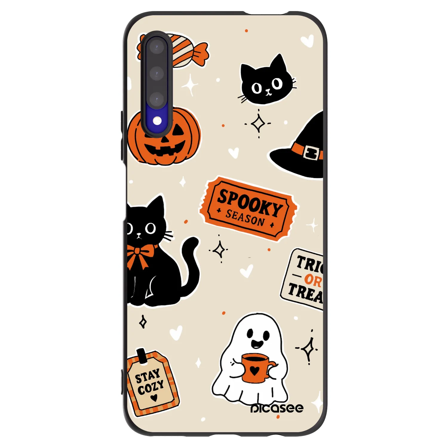 Picasee Honor 9X Pro Hülle - Schwarzes Silikon - Halloween stickers