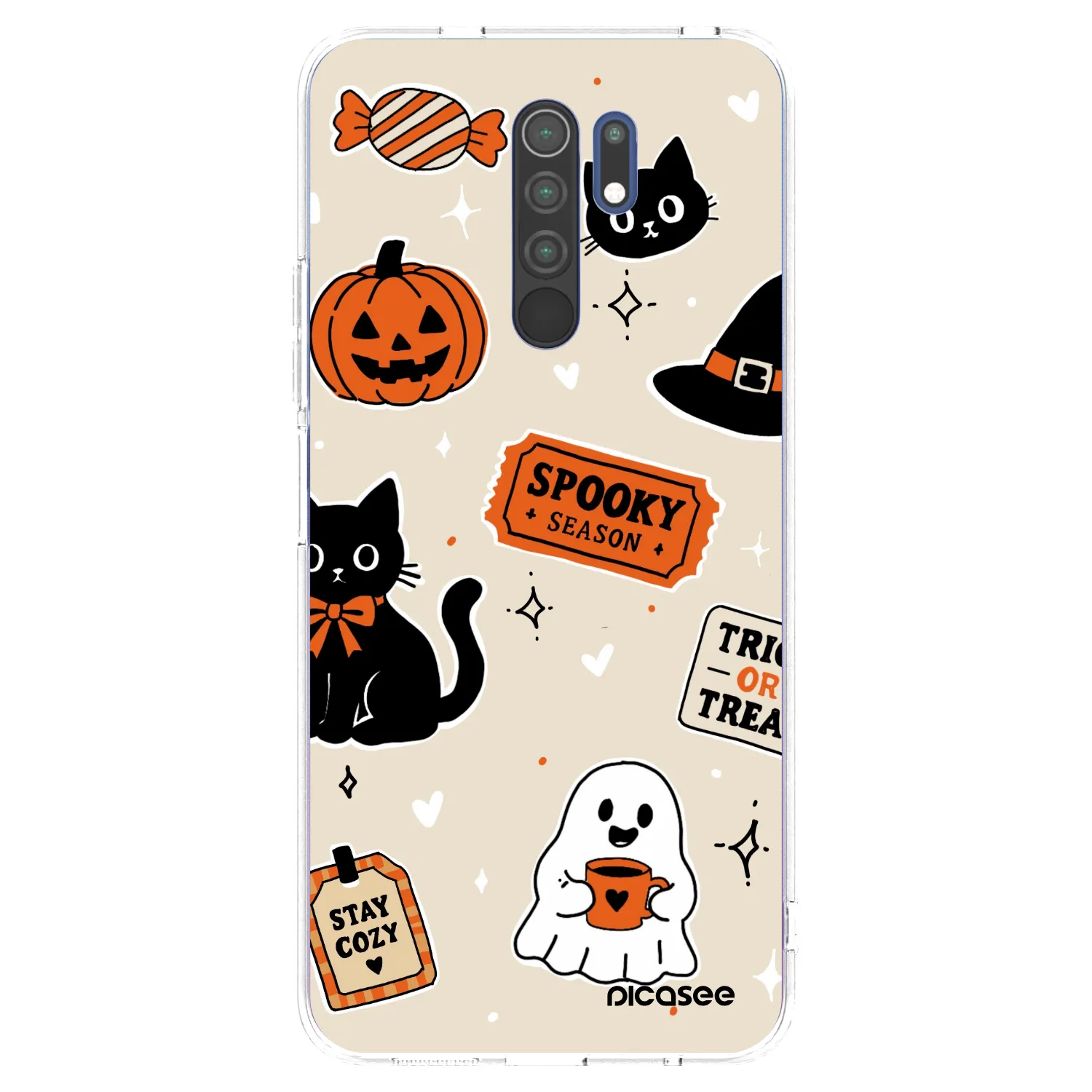 Picasee Xiaomi Redmi 9 Hülle - Transparentes Silikon - Halloween stickers