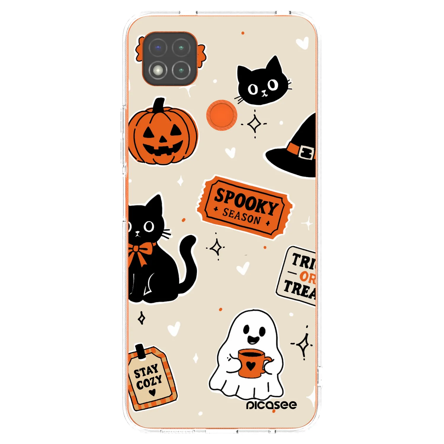Picasee Xiaomi Redmi 9C Hülle - Transparentes Silikon - Halloween stickers