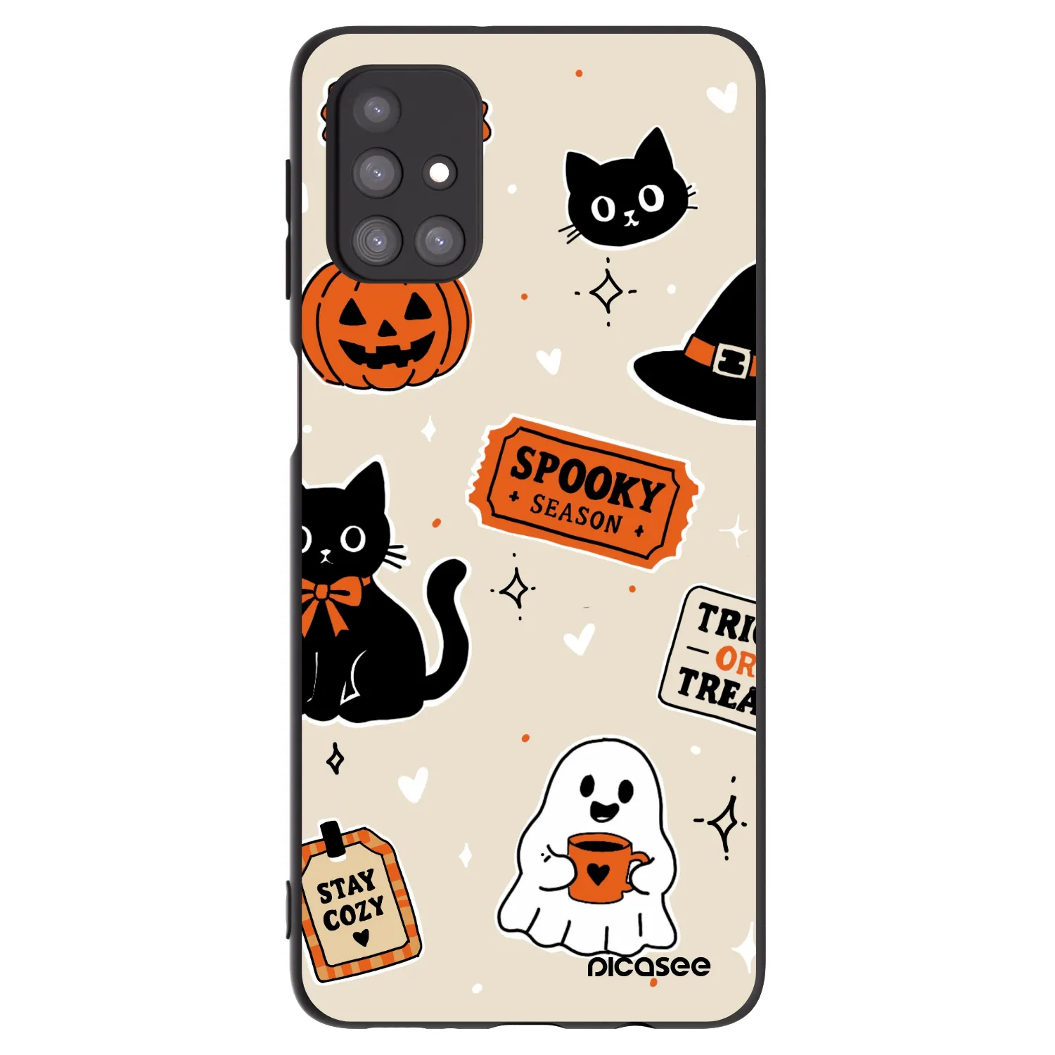 Picasee Samsung Galaxy M31s Hülle - Schwarzes Silikon - Halloween stickers
