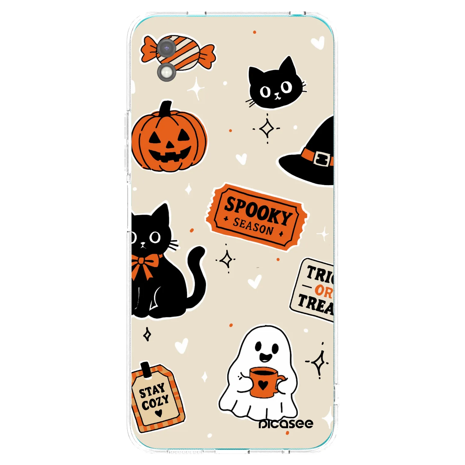 Picasee Xiaomi Redmi 9A Hülle - Schwarzes Silikon - Halloween stickers