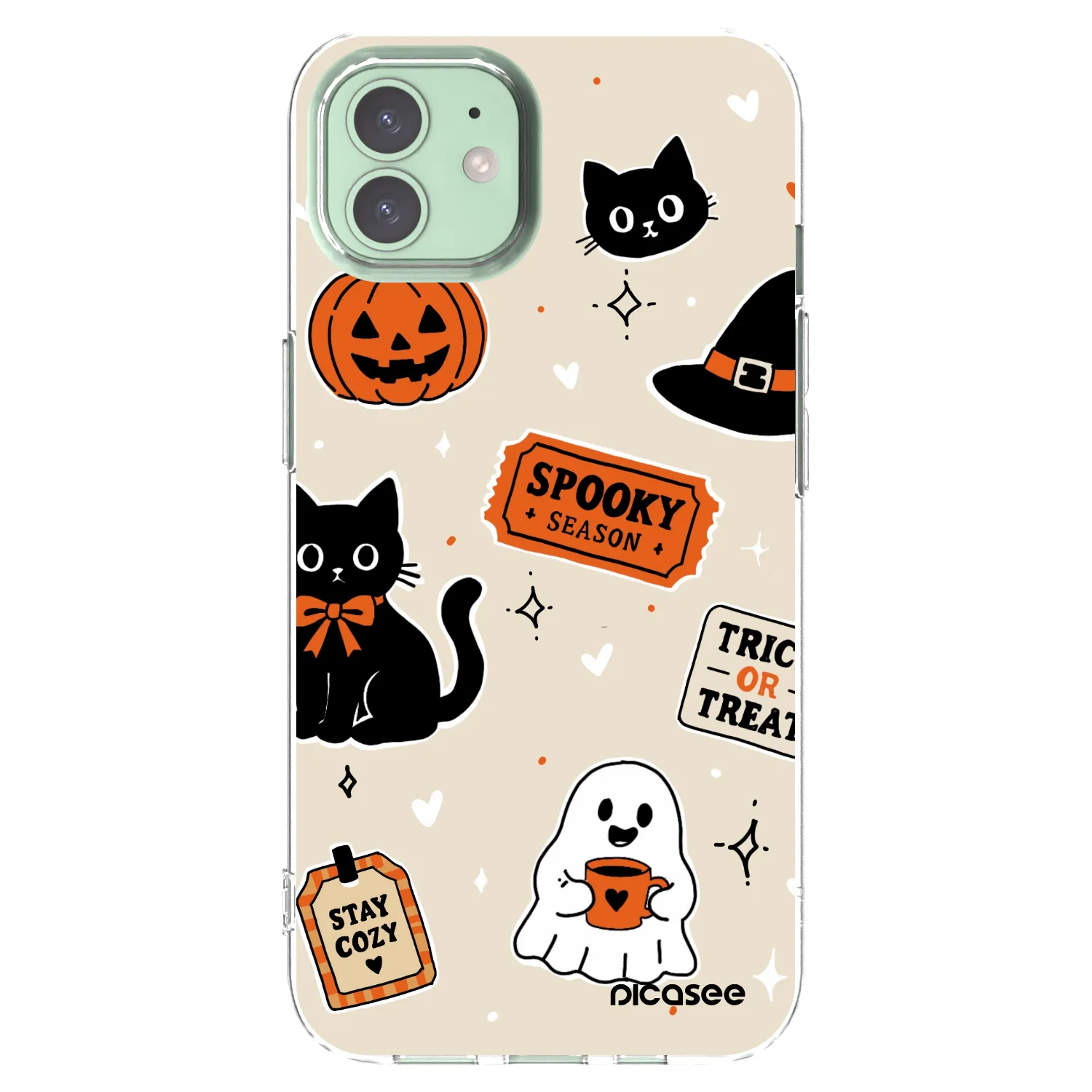 Picasee Apple iPhone 12 Pro Hülle - Transparentes Silikon - Halloween stickers