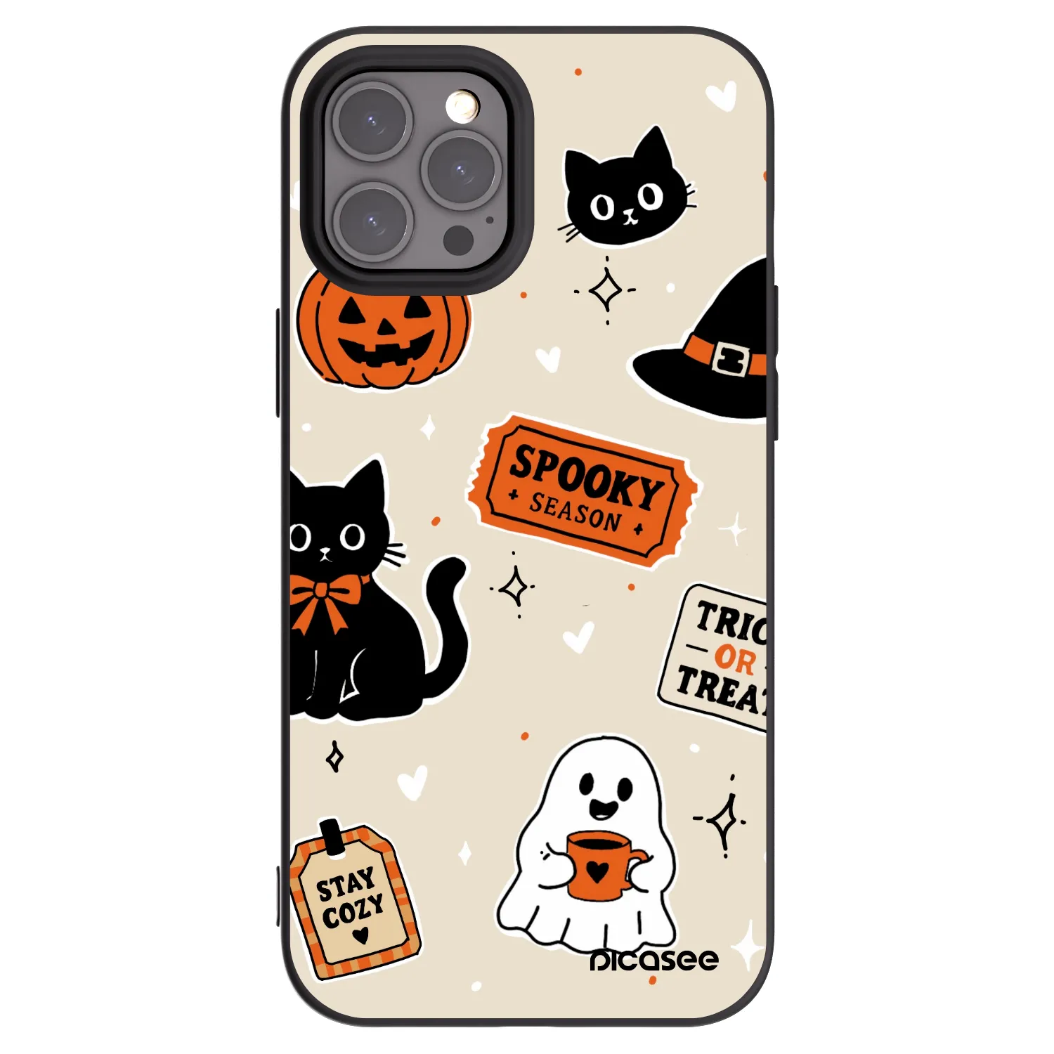 Picasee Apple iPhone 12 Pro Max Hülle - Schwarzes Silikon - Halloween stickers