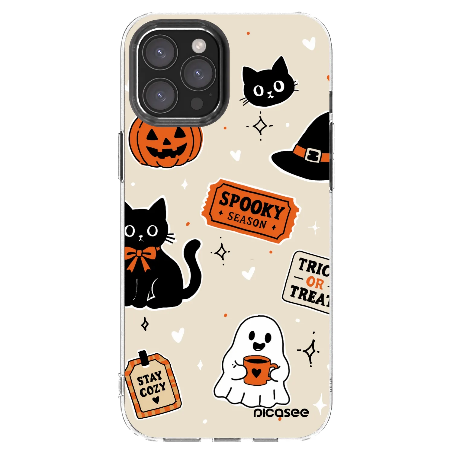 Picasee Apple iPhone 12 Pro Max Hülle - Transparentes Silikon - Halloween stickers