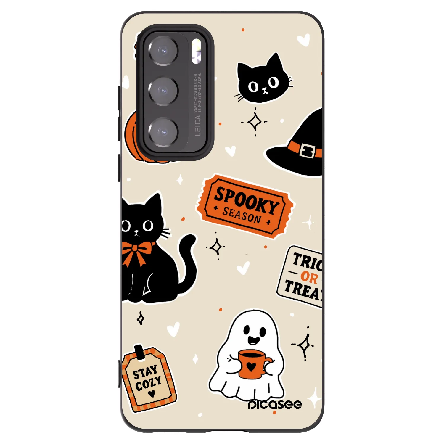 Picasee Huawei P40 Hülle - Schwarzes Silikon - Halloween stickers