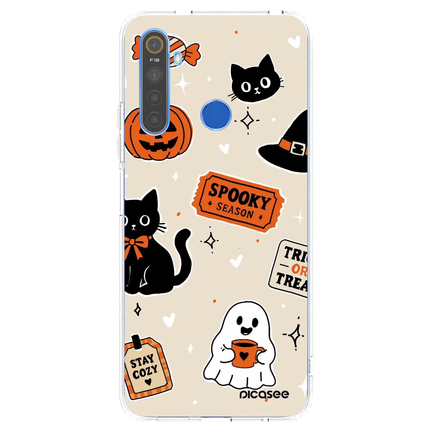 Picasee Realme 5 Hülle - Transparentes Silikon - Halloween stickers