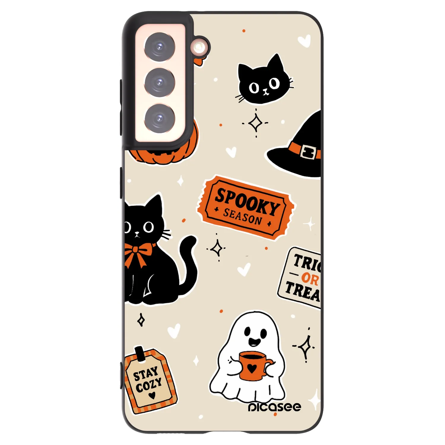 Picasee Samsung Galaxy S21 5G G991B Hülle - Schwarzes Silikon - Halloween stickers
