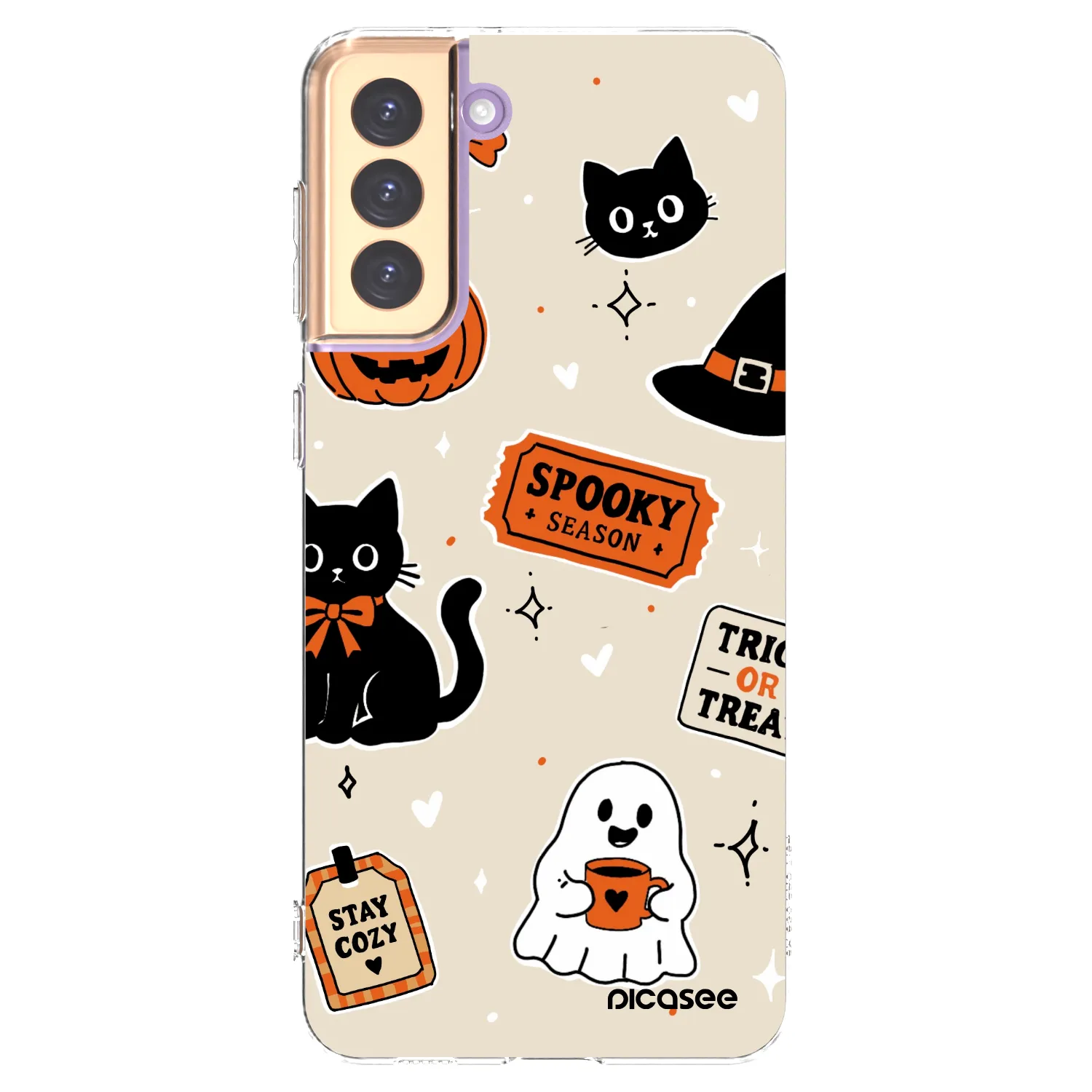 Picasee Samsung Galaxy S21+ 5G G996F Hülle - Transparentes Silikon - Halloween stickers