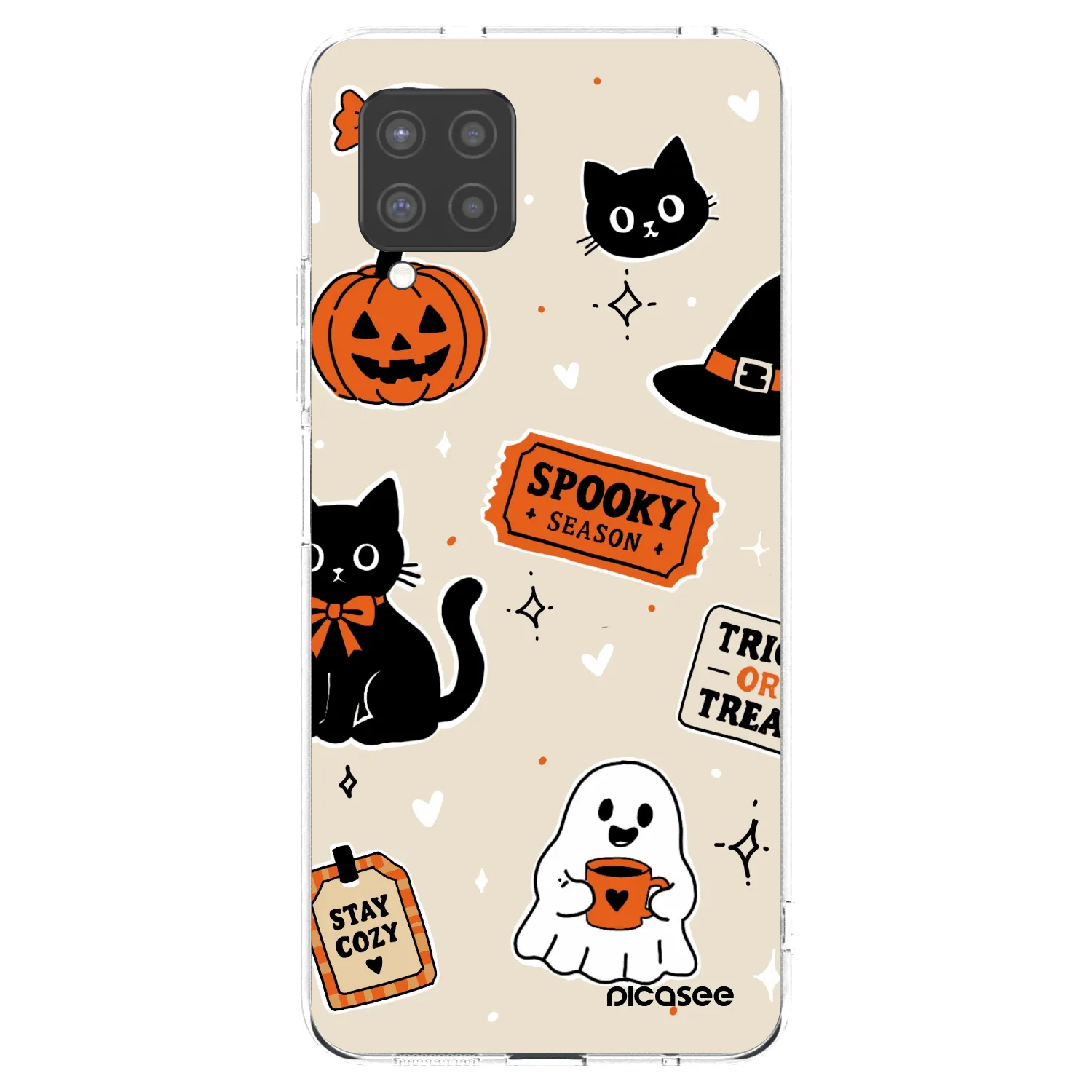 Picasee Samsung Galaxy A42 A426B Hülle - Transparentes Silikon - Halloween stickers