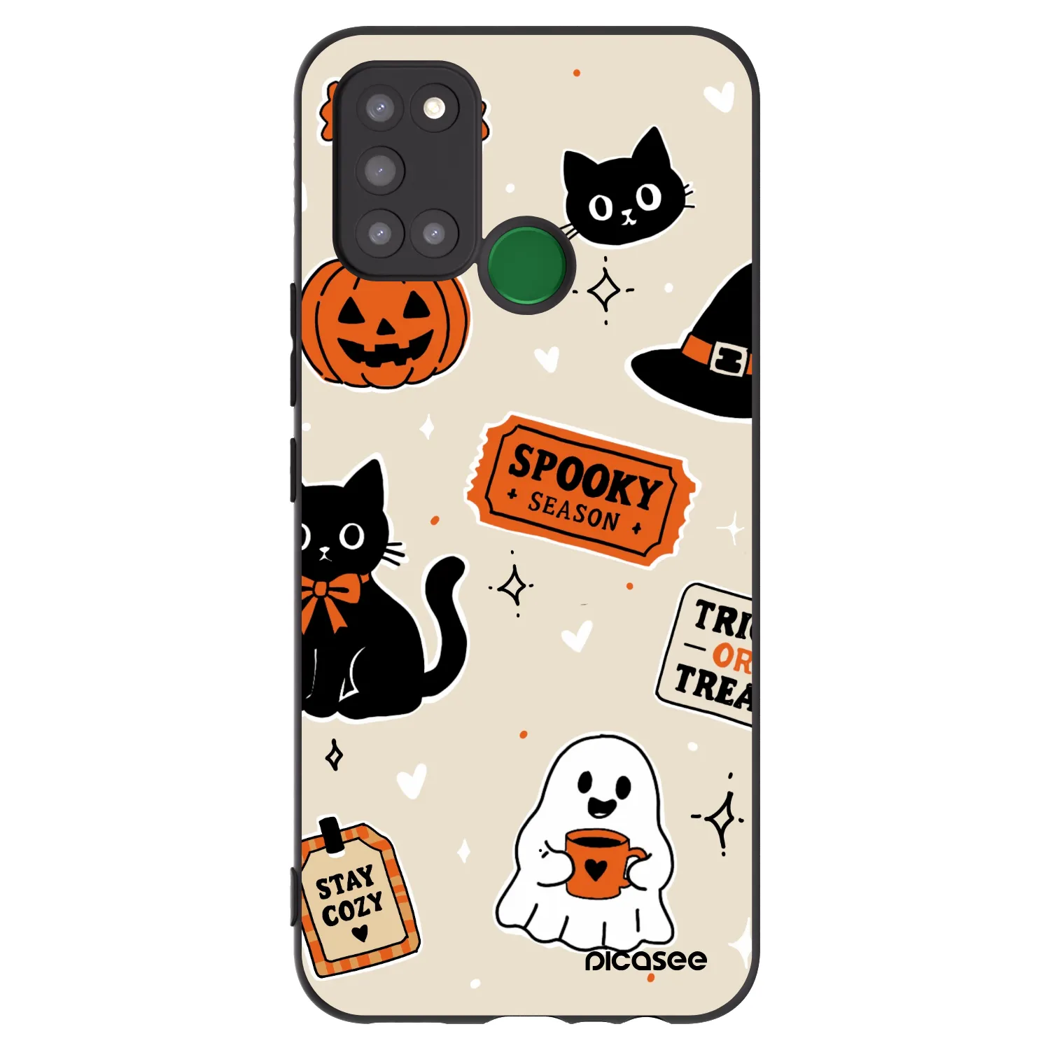 Picasee Realme 7i Hülle - Schwarzes Silikon - Halloween stickers