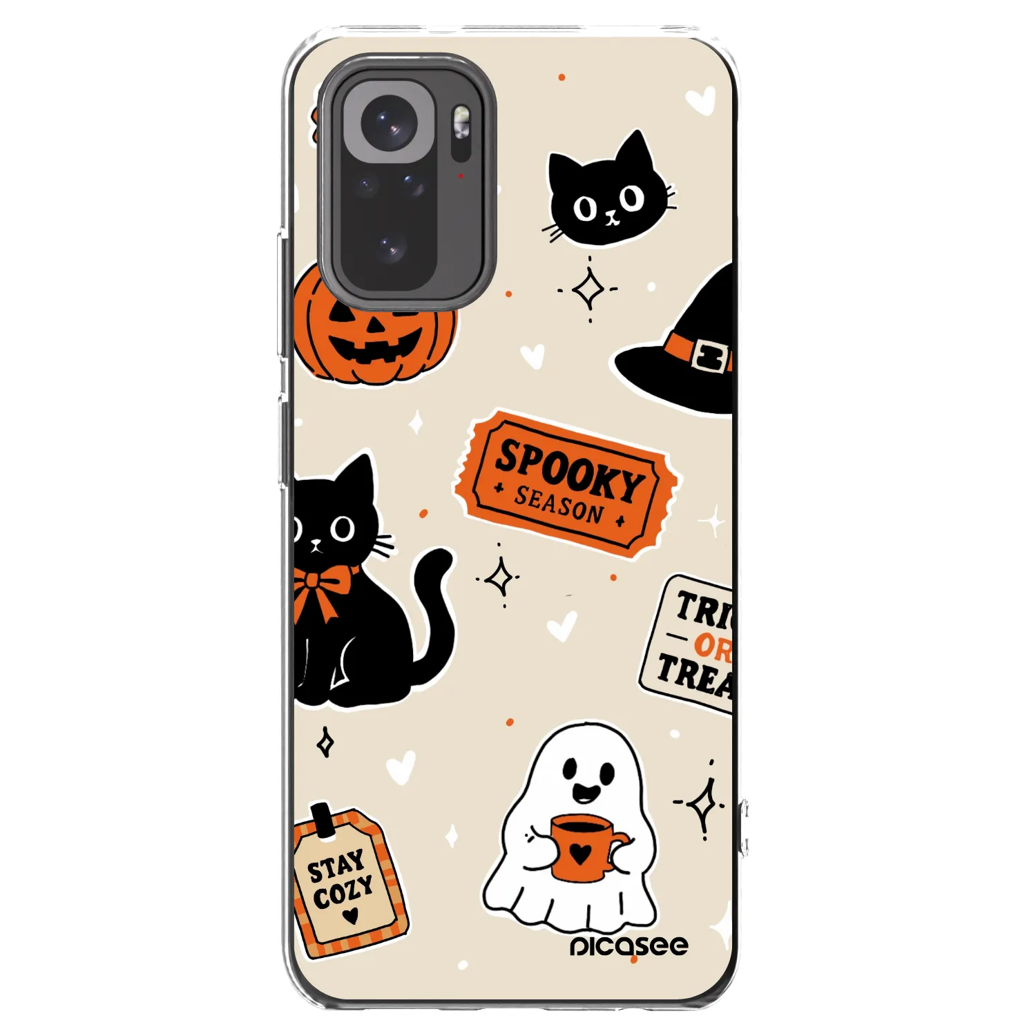 Picasee Xiaomi Redmi Note 10S Hülle - Transparentes Silikon - Halloween stickers