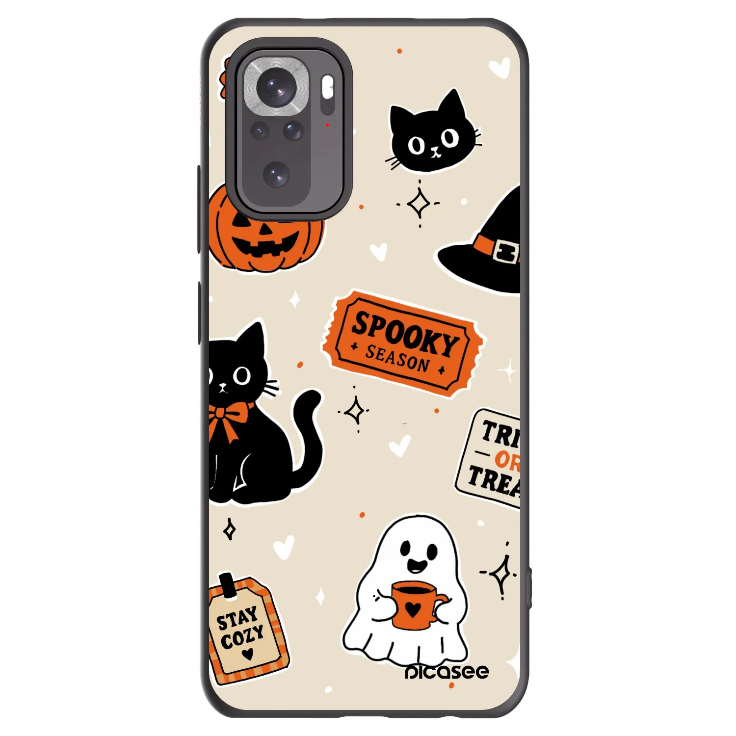 Picasee Xiaomi Redmi Note 10S Hülle - Schwarzes Silikon - Halloween stickers