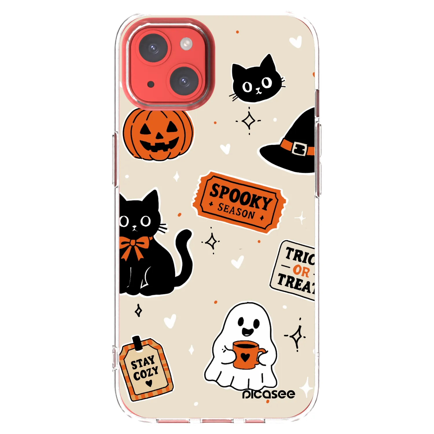 Picasee Apple iPhone 13 Hülle - Transparentes Silikon - Halloween stickers