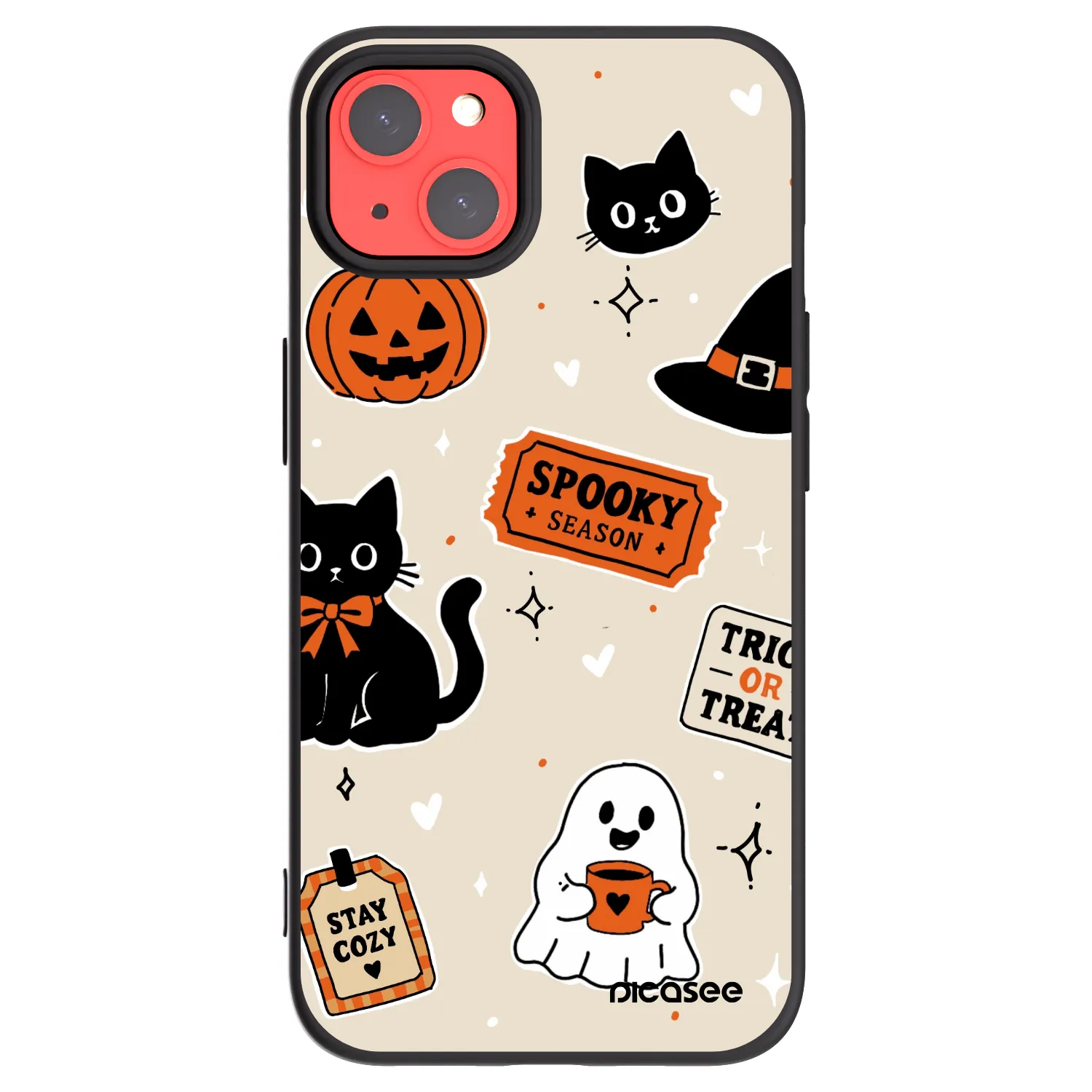 Picasee Apple iPhone 13 Hülle - Schwarzes Silikon - Halloween stickers