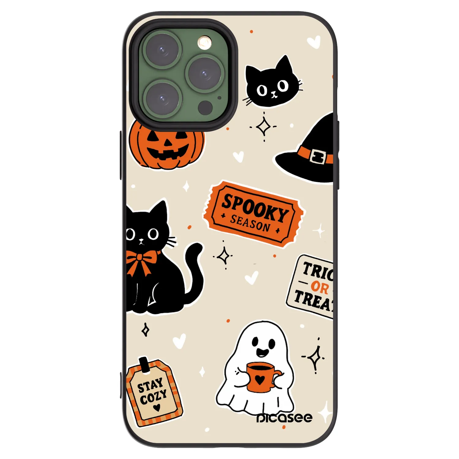 Picasee Apple iPhone 13 Pro Max Hülle - Schwarzes Silikon - Halloween stickers