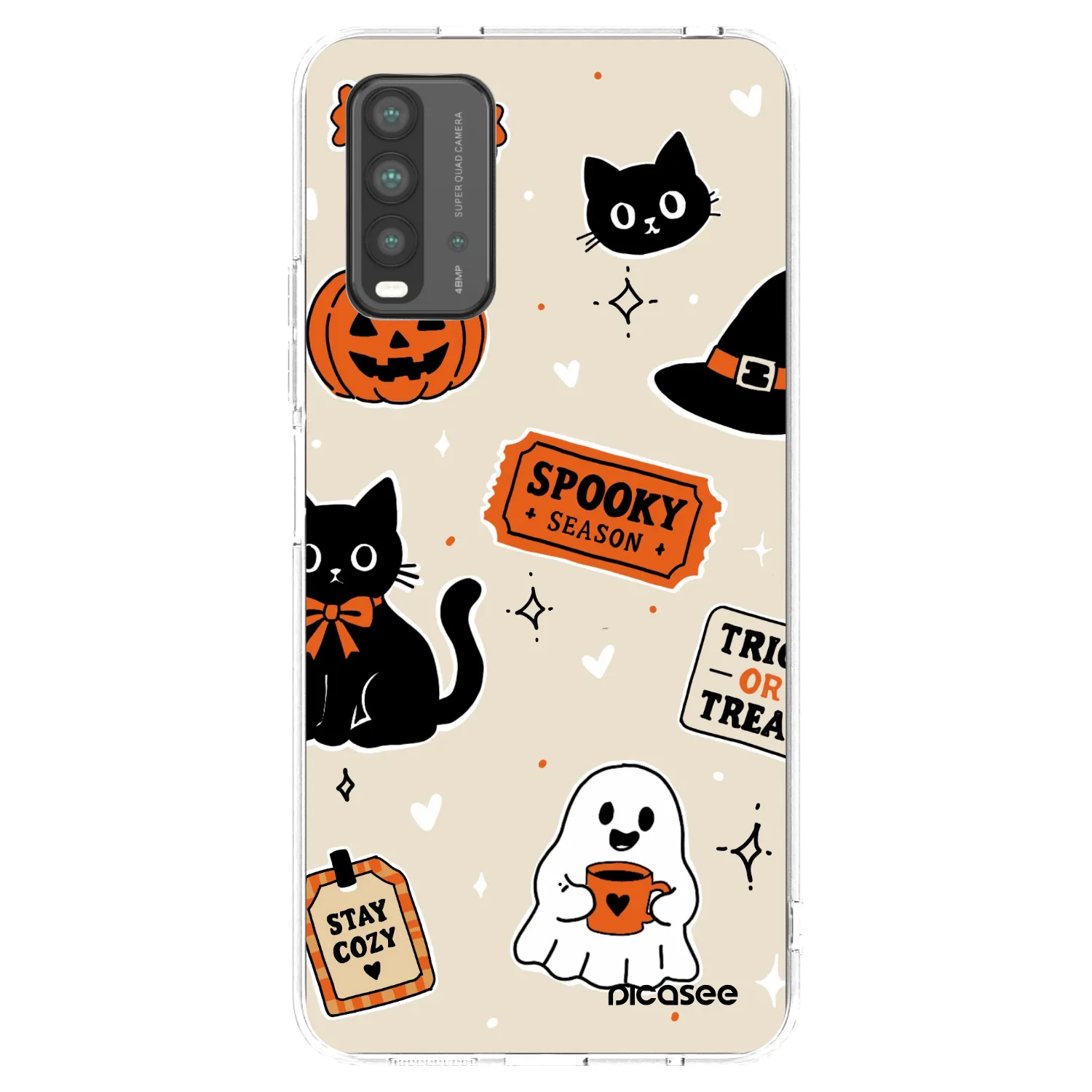 Picasee Xiaomi Redmi 9T Hülle - Schwarzes Silikon - Halloween stickers