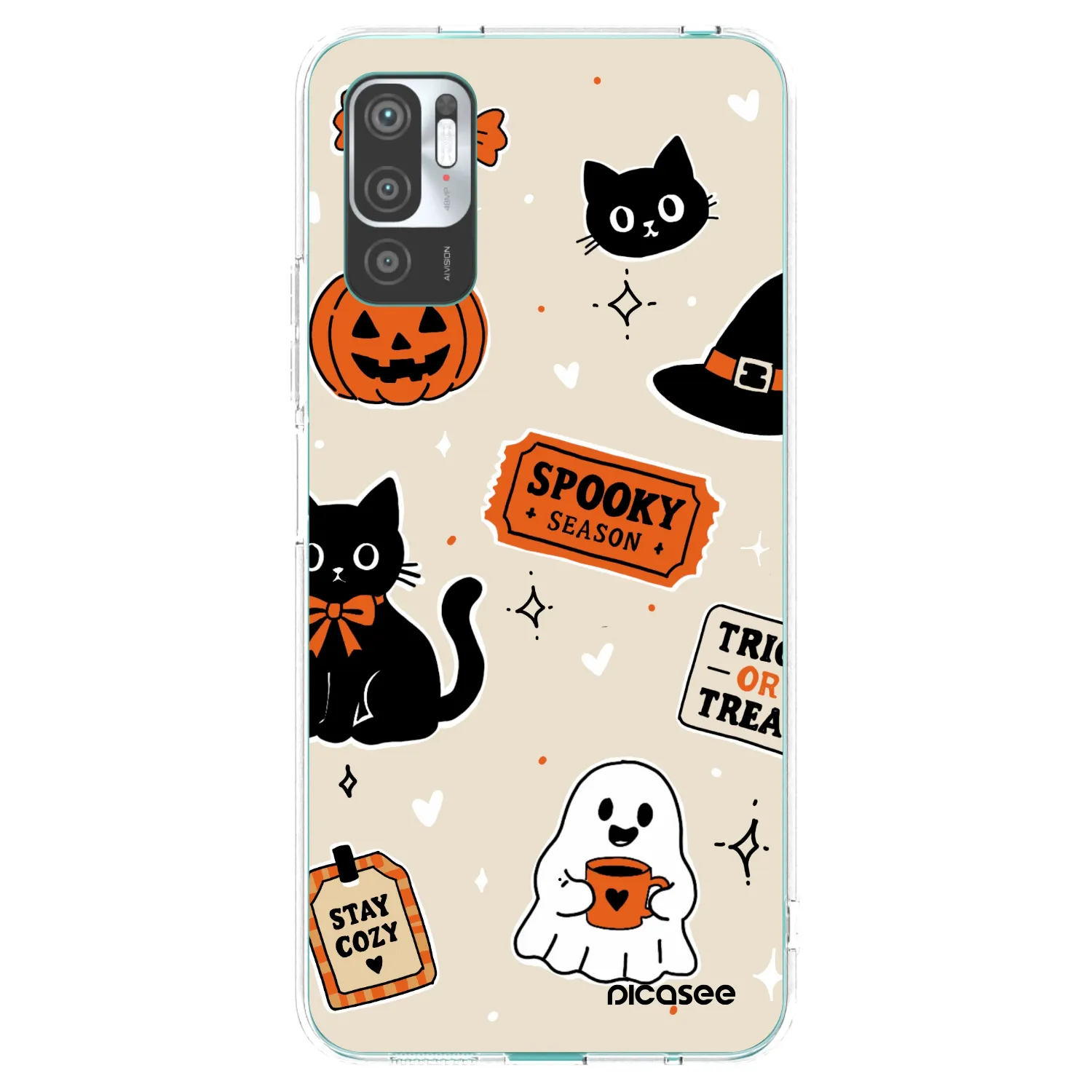Picasee Xiaomi Redmi Note 10 5G Hülle - Transparentes Silikon - Halloween stickers