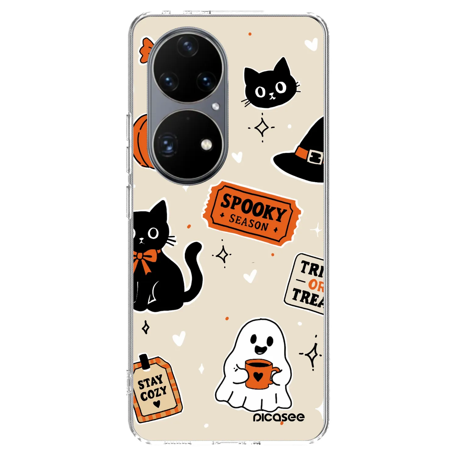 Picasee Huawei P50 Hülle - Transparentes Silikon - Halloween stickers