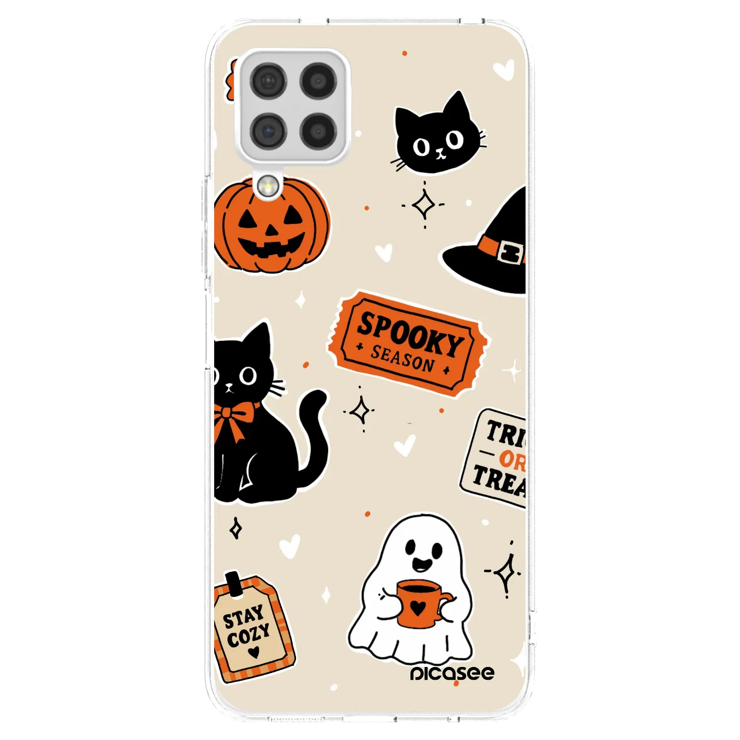 Picasee Samsung Galaxy A22 A225F 4G Hülle - Transparentes Silikon - Halloween stickers