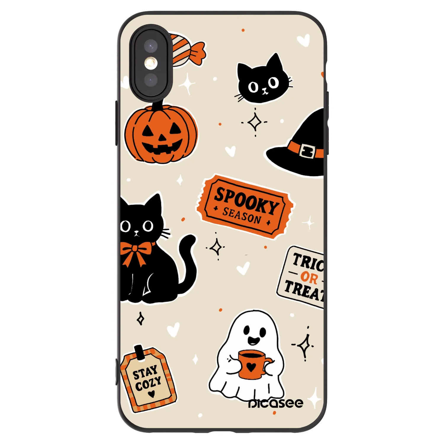 Picasee Apple iPhone XS Max Hülle - Schwarzes Silikon - Halloween stickers