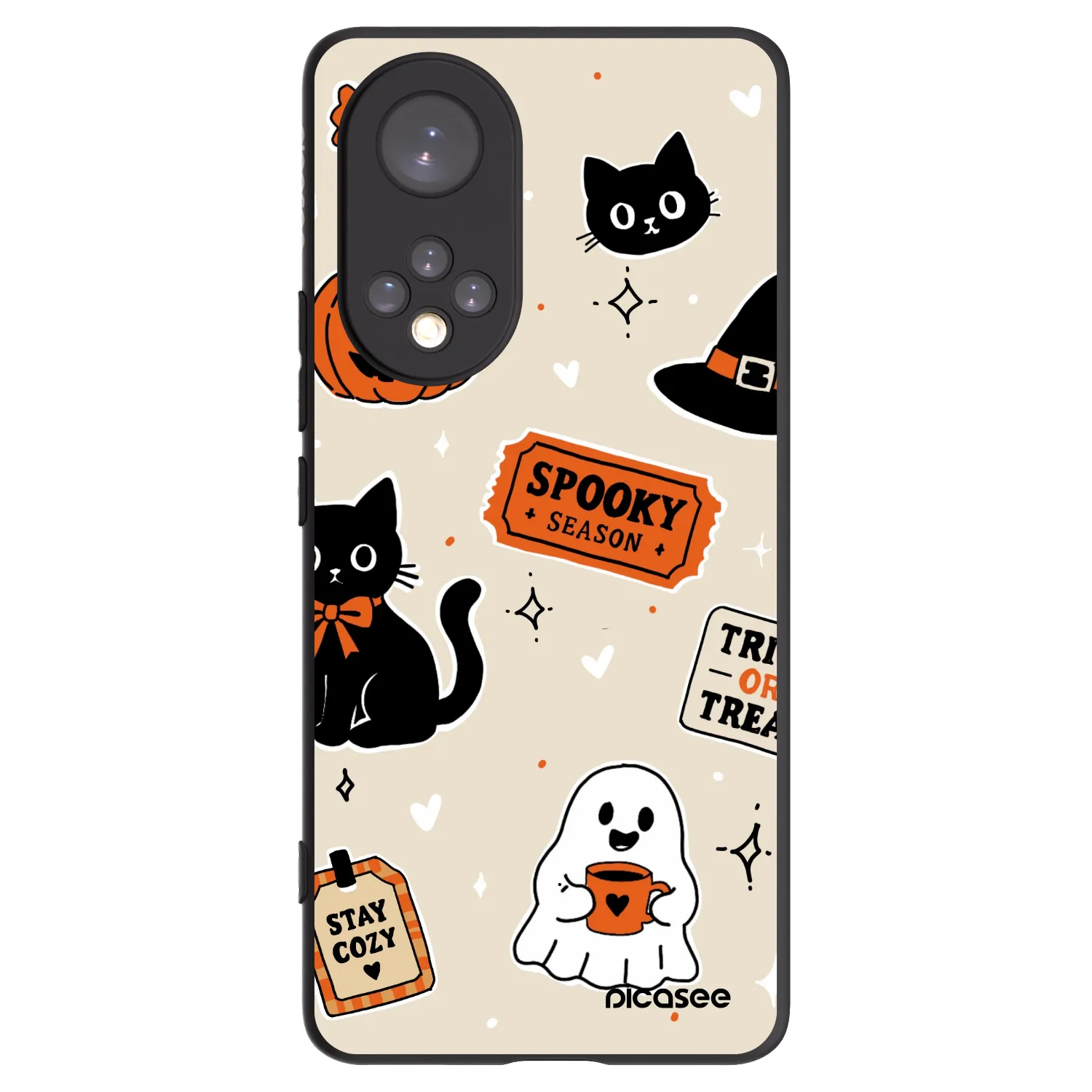 Picasee Honor 50 5G Hülle - Schwarzes Silikon - Halloween stickers
