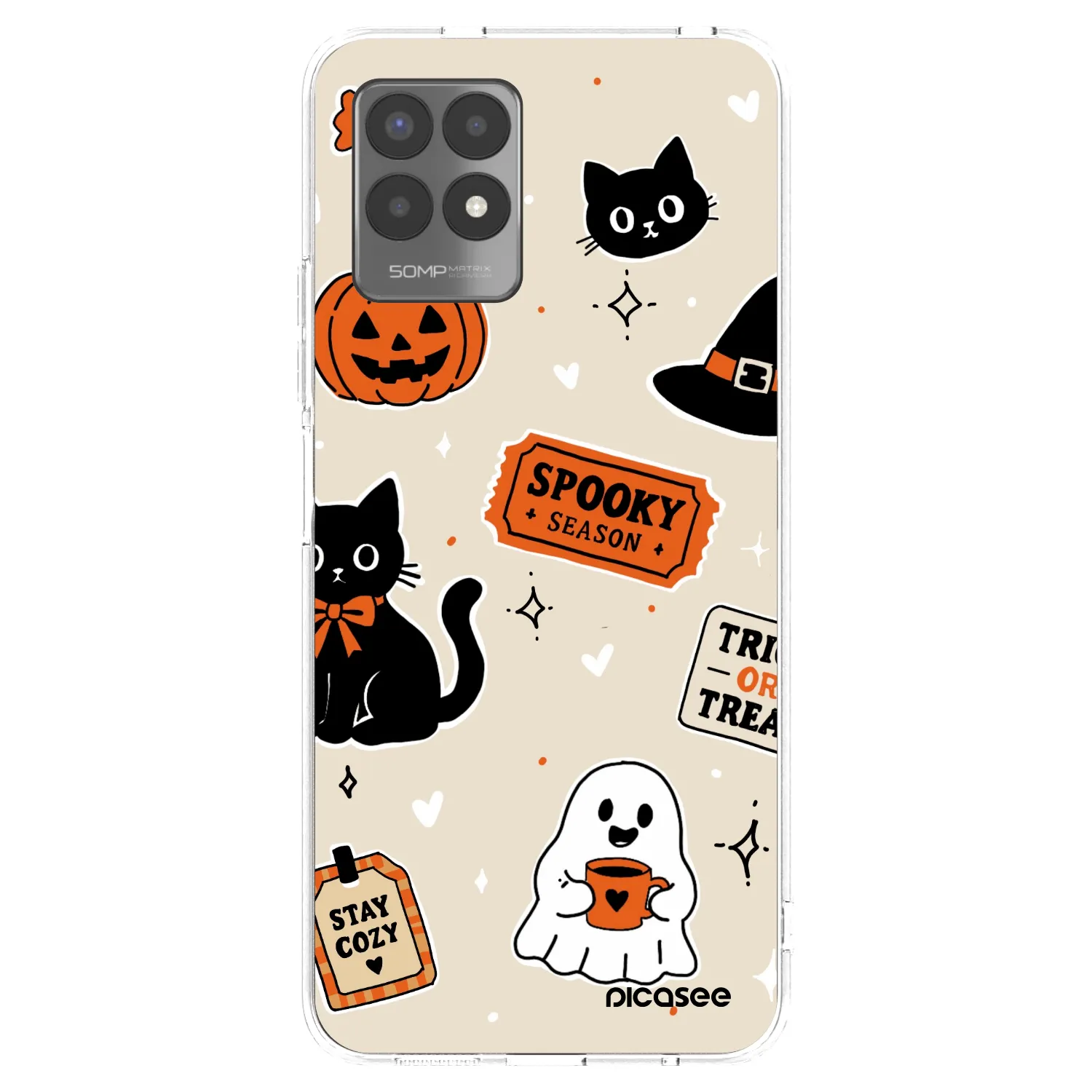 Picasee Realme 8i Hülle - Transparentes Silikon - Halloween stickers