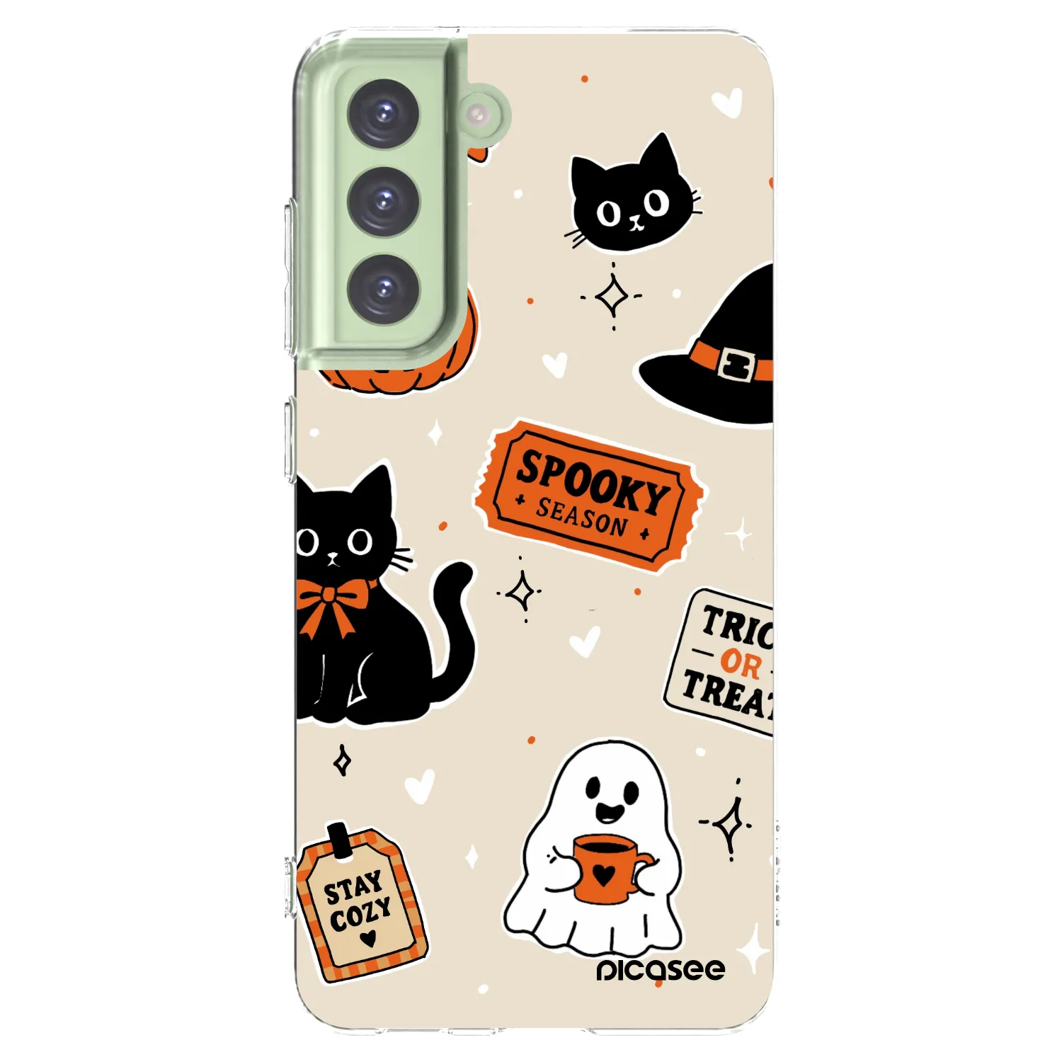 Picasee Samsung Galaxy S21 FE 5G Hülle - Transparentes Silikon - Halloween stickers