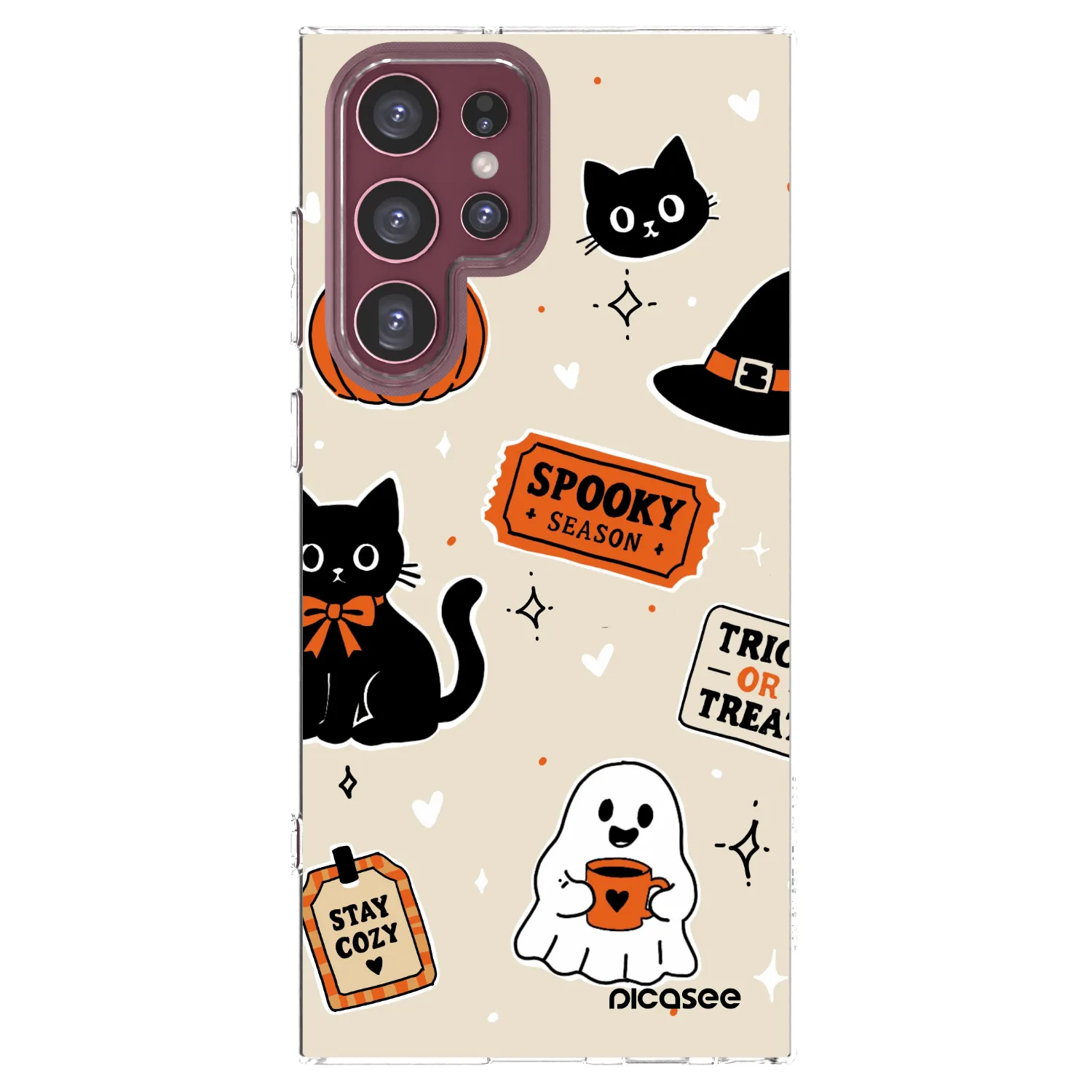 Picasee Samsung Galaxy S22 Ultra 5G Hülle - Transparentes Silikon - Halloween stickers